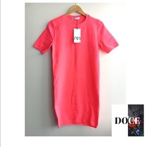 ZARA Fluorescent Pink BodyCon Mini Dress